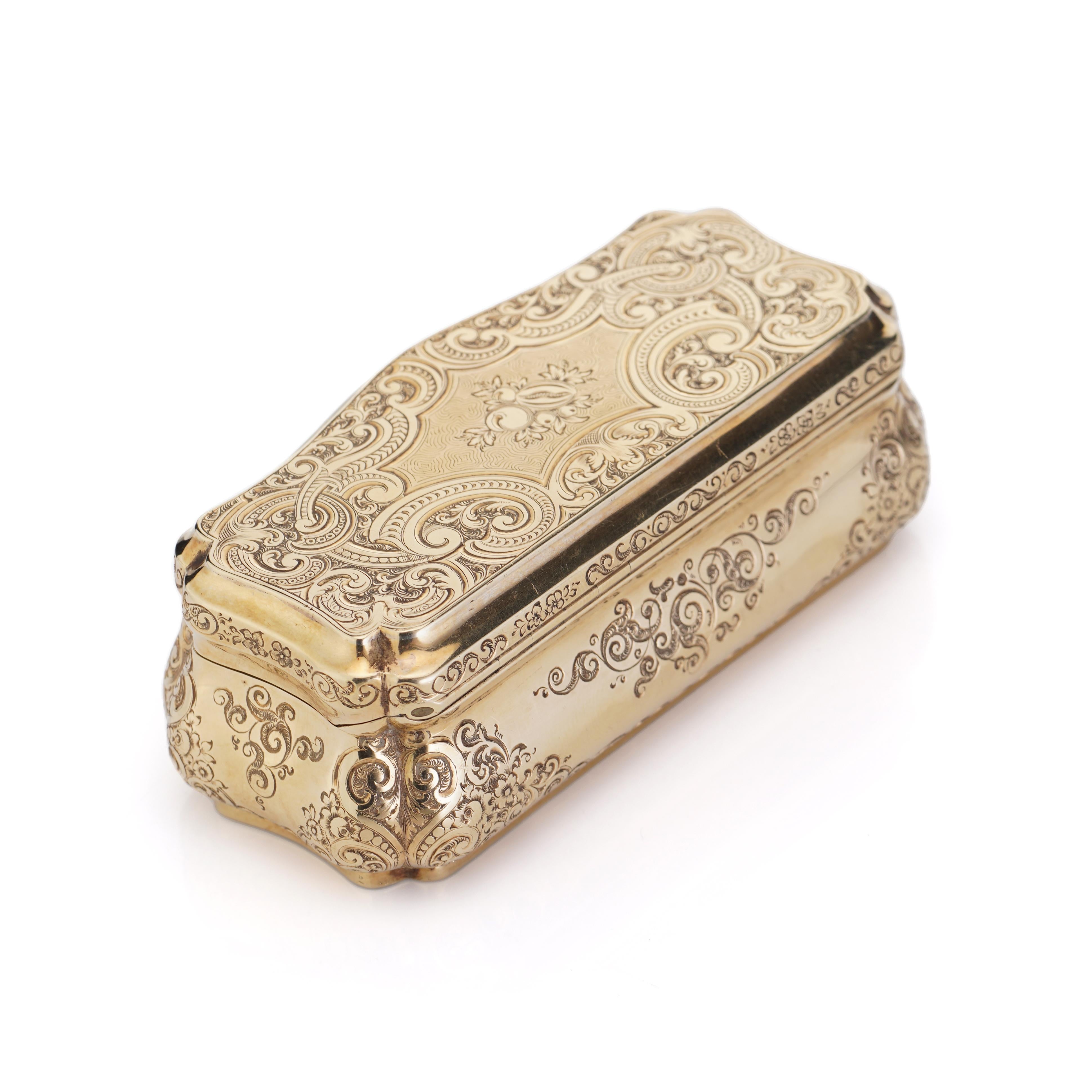 Mid-19th Century Antique German 14kt. yellow gold snuff - box by Carl Martin Weishaupt & Sons.  For Sale