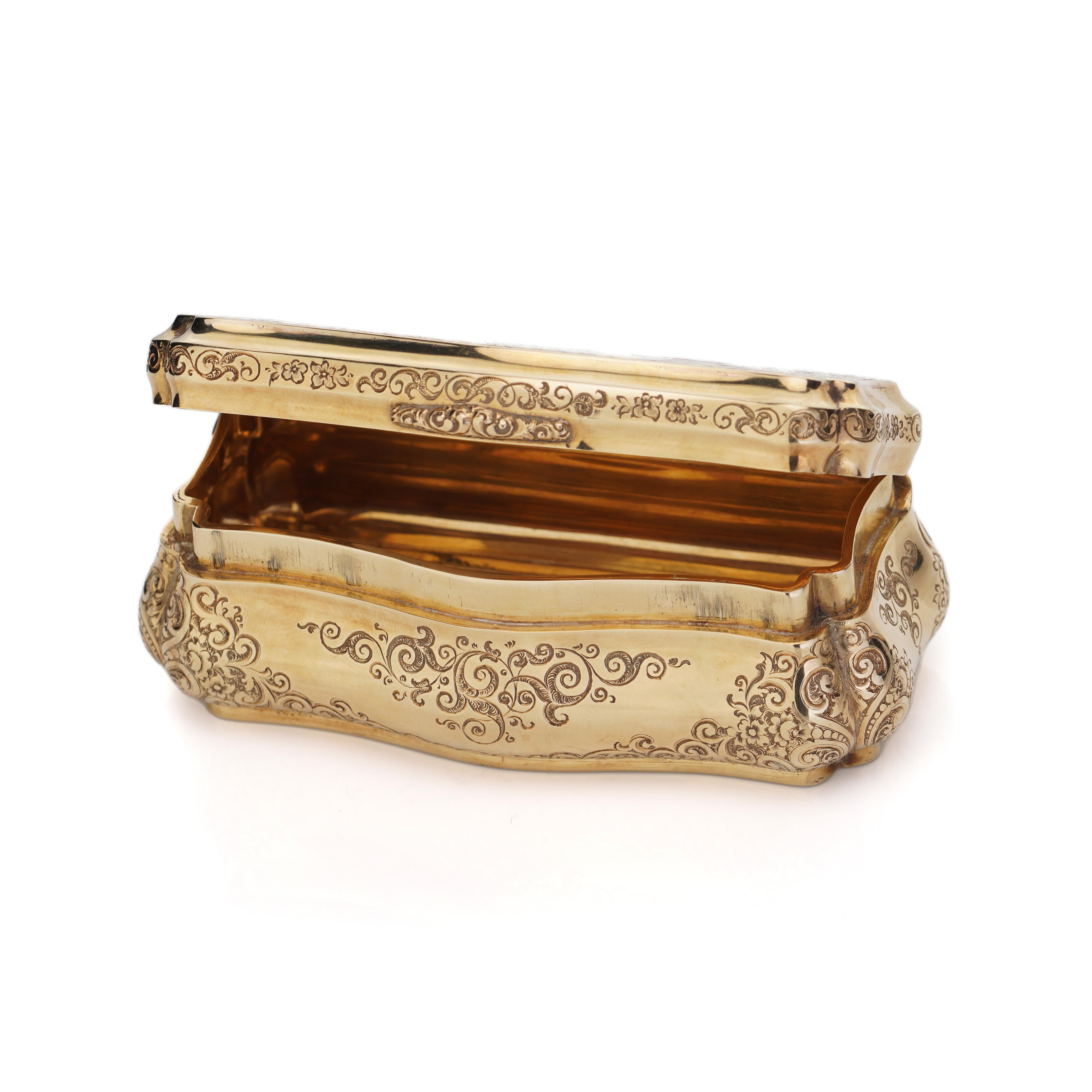 Antique German 14kt. yellow gold snuff - box by Carl Martin Weishaupt & Sons.  For Sale 1