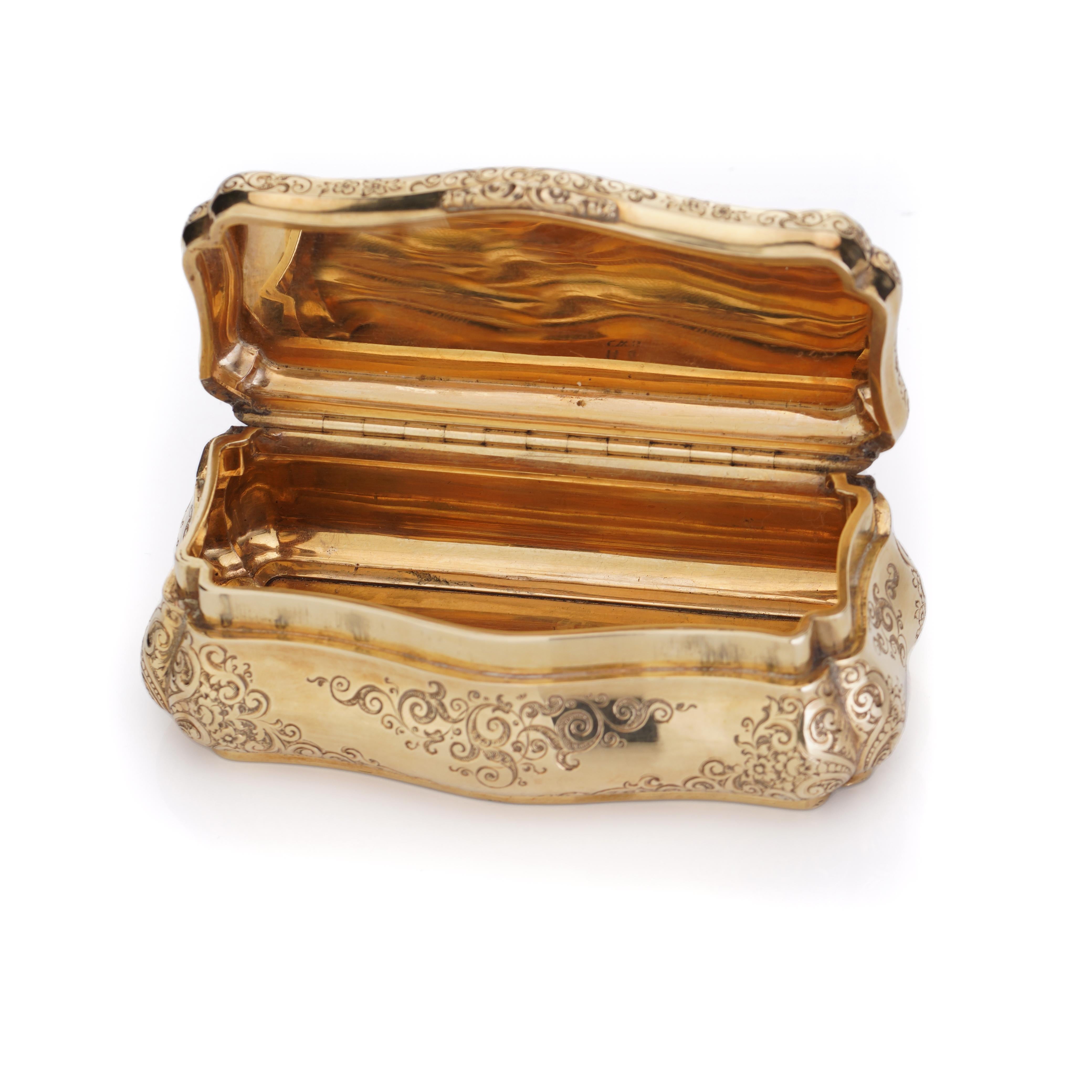 Antique German 14kt. yellow gold snuff - box by Carl Martin Weishaupt & Sons.  For Sale 2