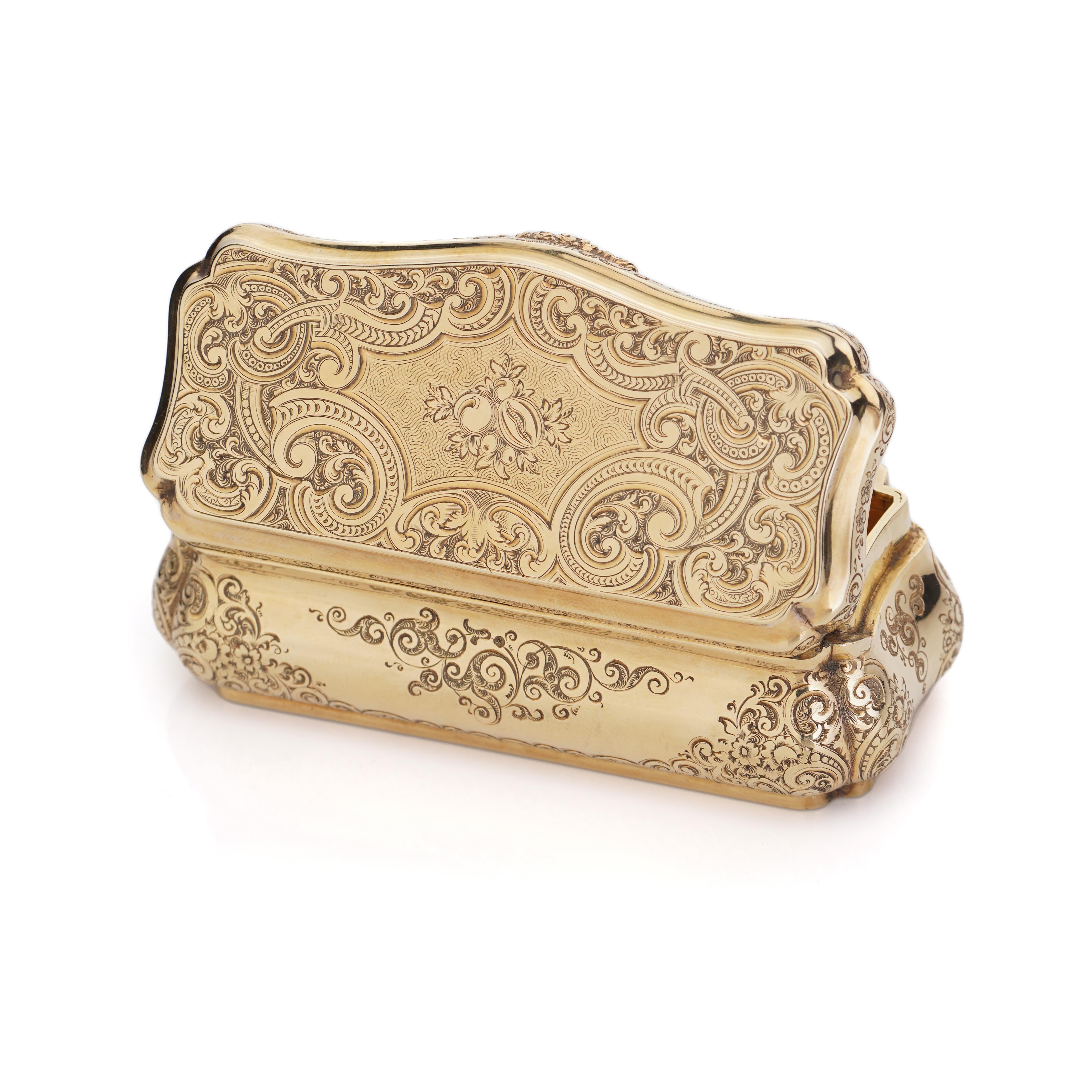 Antique German 14kt. yellow gold snuff - box by Carl Martin Weishaupt & Sons.  For Sale 3