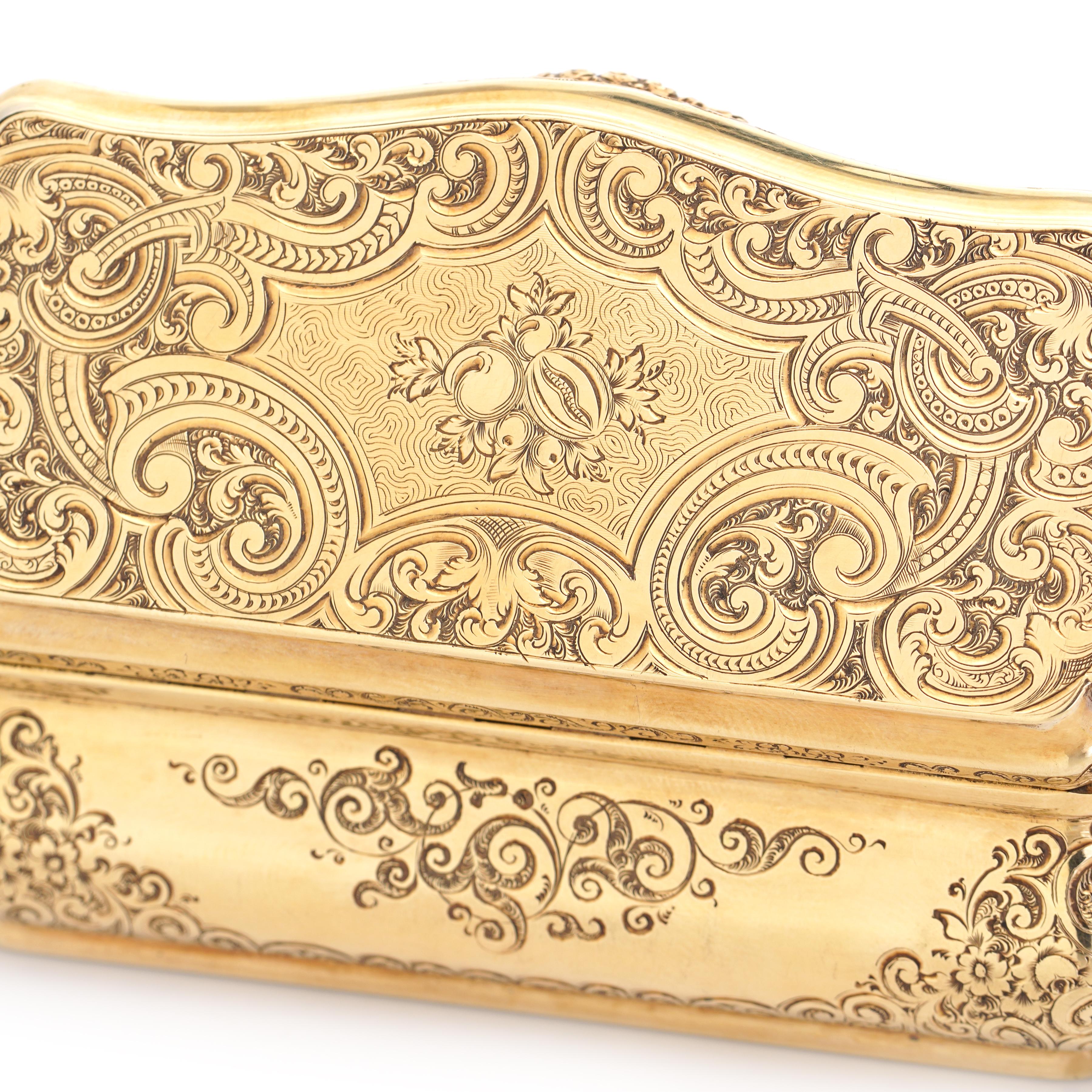 Antique German 14kt. yellow gold snuff - box by Carl Martin Weishaupt & Sons.  For Sale 4