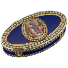 Antique German 18-Karat Gold and Hand-Painted Enamel Snuff Box, circa 1780