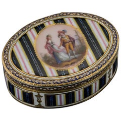 Antique German 18-Karat Gold and Hand-Painted Enamel Snuff Box, Hanau circa 1780