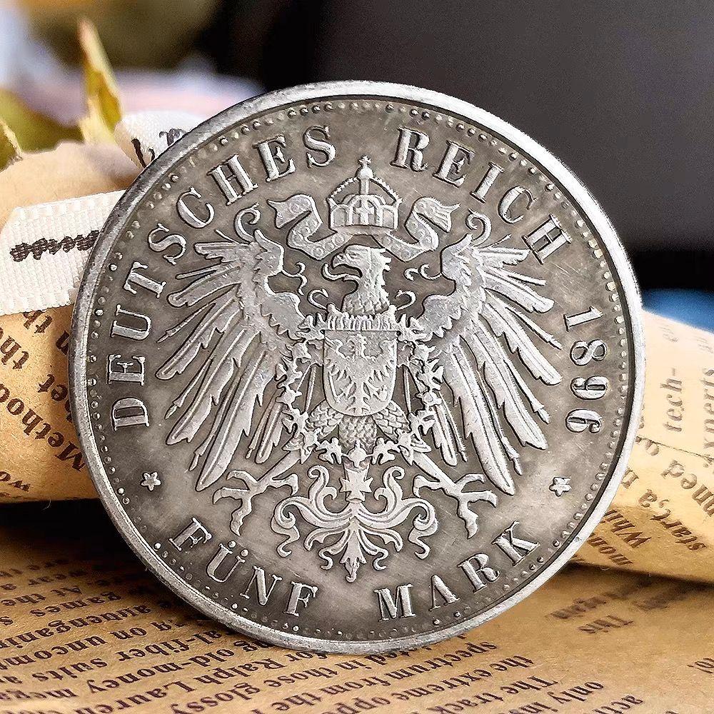 Antike deutsche Doppellöwen-Silbermünze aus dem Jahr 1896 (19. Jahrhundert) im Angebot