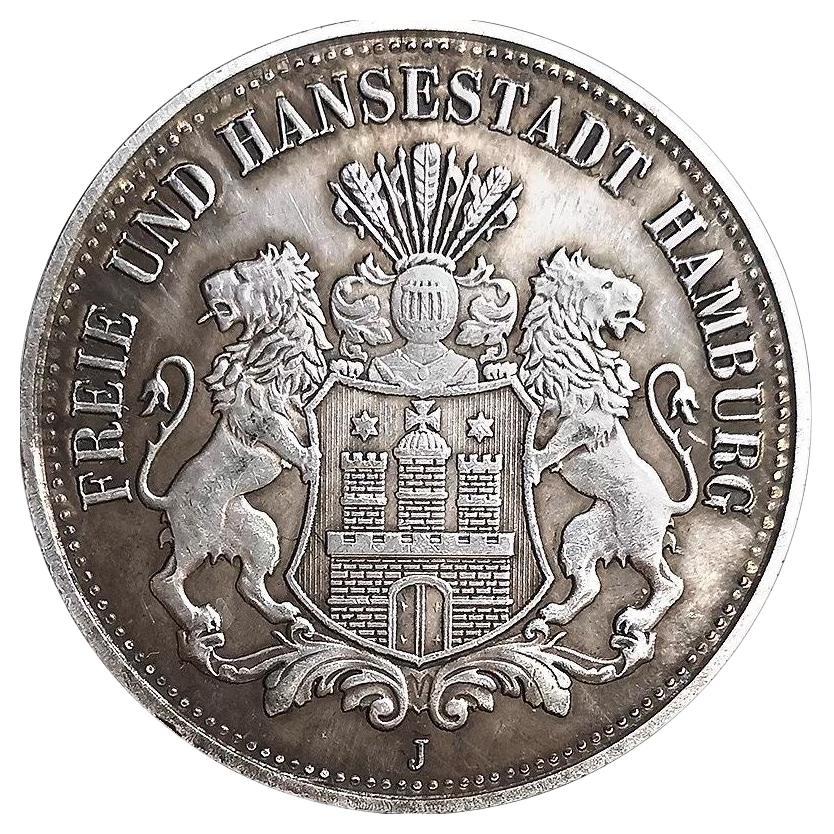 Antike deutsche Doppellöwen-Silbermünze aus dem Jahr 1896 im Angebot