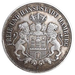 Antigua moneda alemana de plata de doble león de 1896