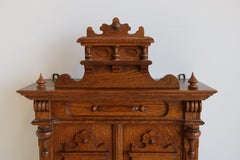 Antique German 19th Century Gründerzeit Wall Cabinet Carved Oak Neo Classical
