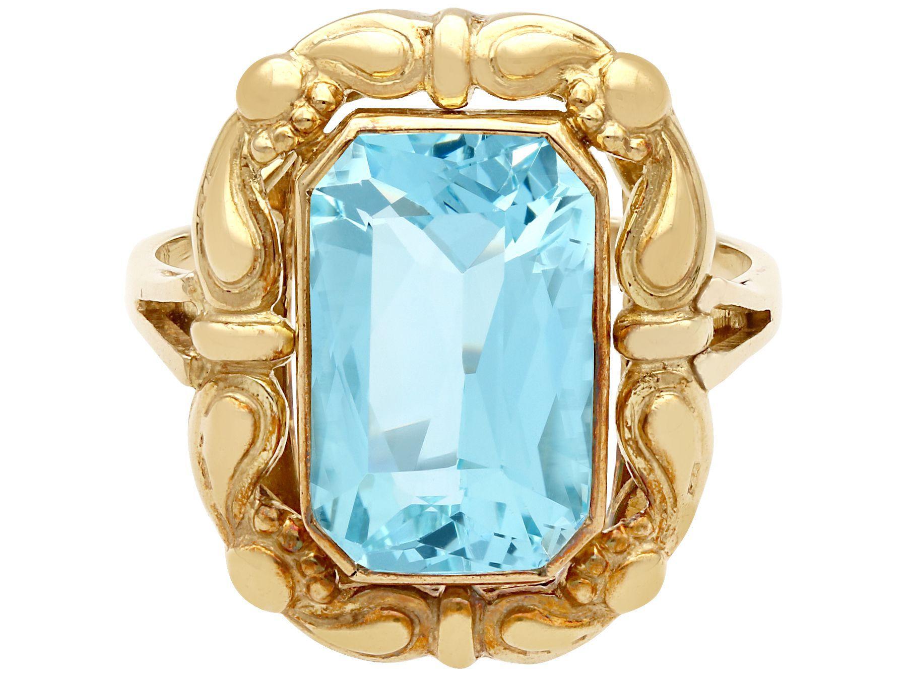 antique emerald cut aquamarine ring