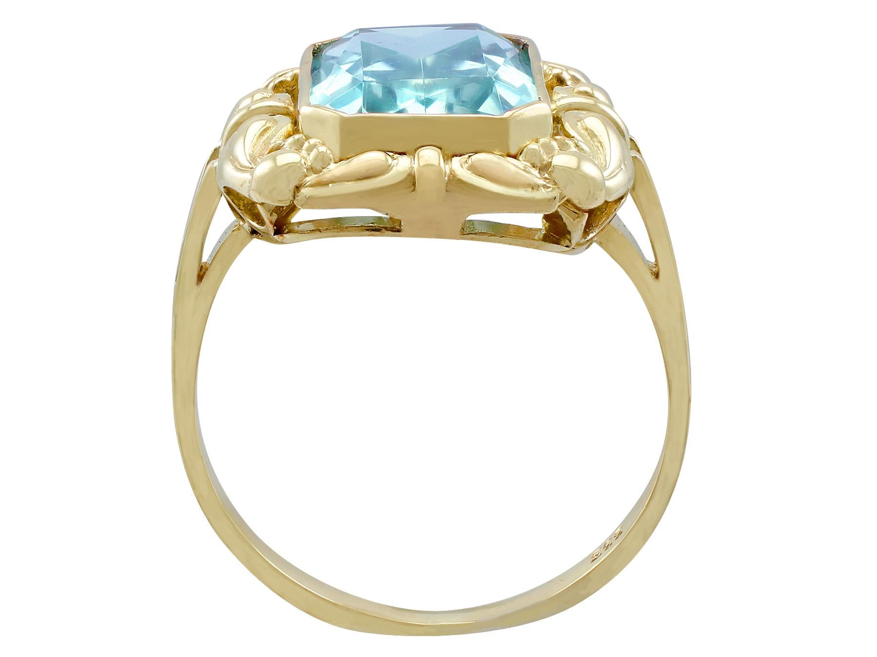 Antique German 4.10 Carat Aquamarine and Yellow Gold Cocktail Ring In Excellent Condition In Jesmond, Newcastle Upon Tyne