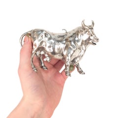 Antique German .800 Silver Figural Bull Creamer by Simon Rosenau