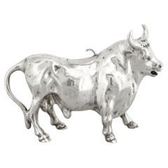 Antique German .800 Silver Figural Bull Creamer by Simon Rosenau
