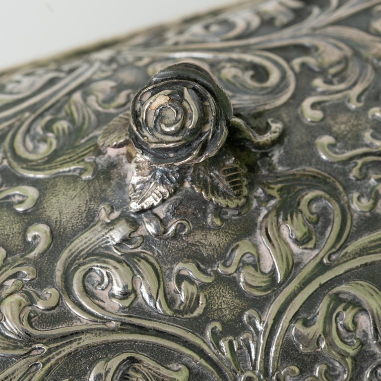 Antique German 800 Silver Large Jewelry/Dresser Box For Sale at 1stDibs