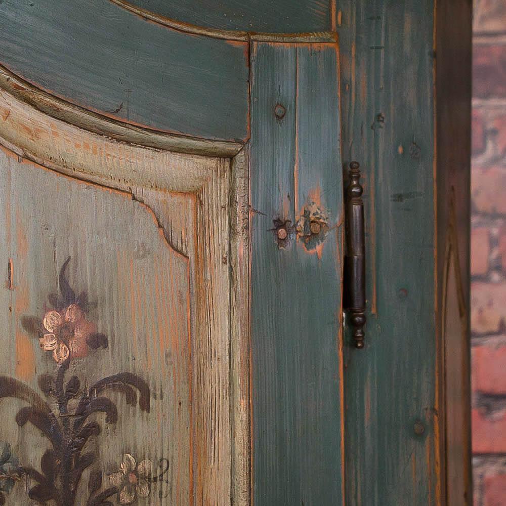 Wood Antique German Armoire with Original Blue/Green Paint