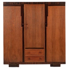 Antique German Art Deco Armoire Wardrobe Cabinet 1930s