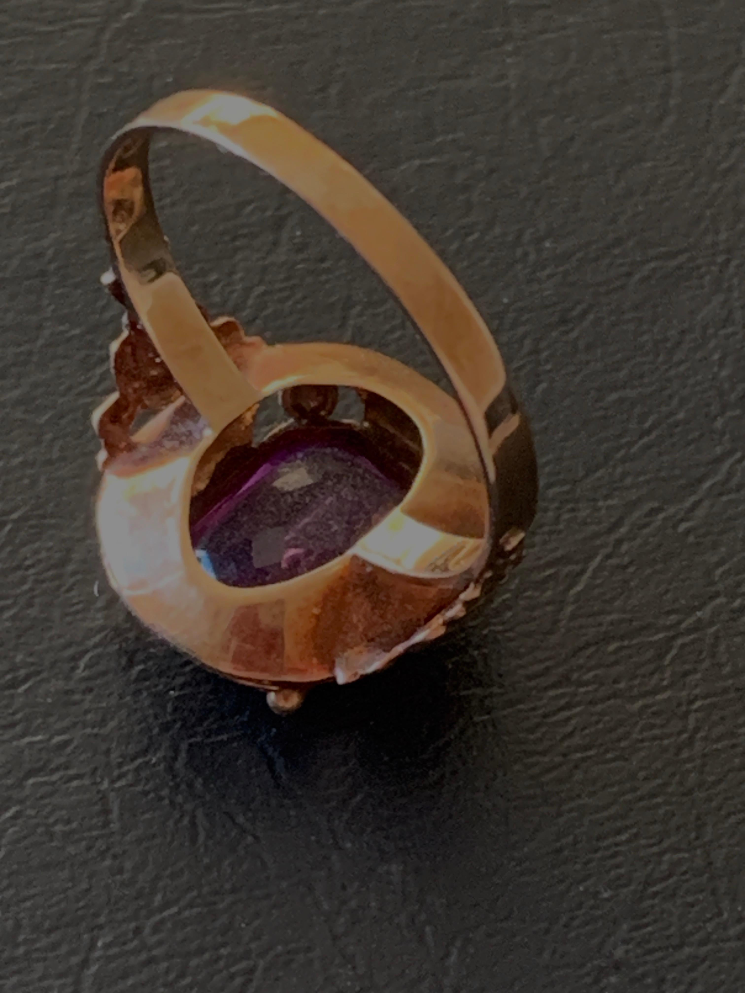 Anello di ametista antico in stile Art Nouveau tedesco in vendita 5