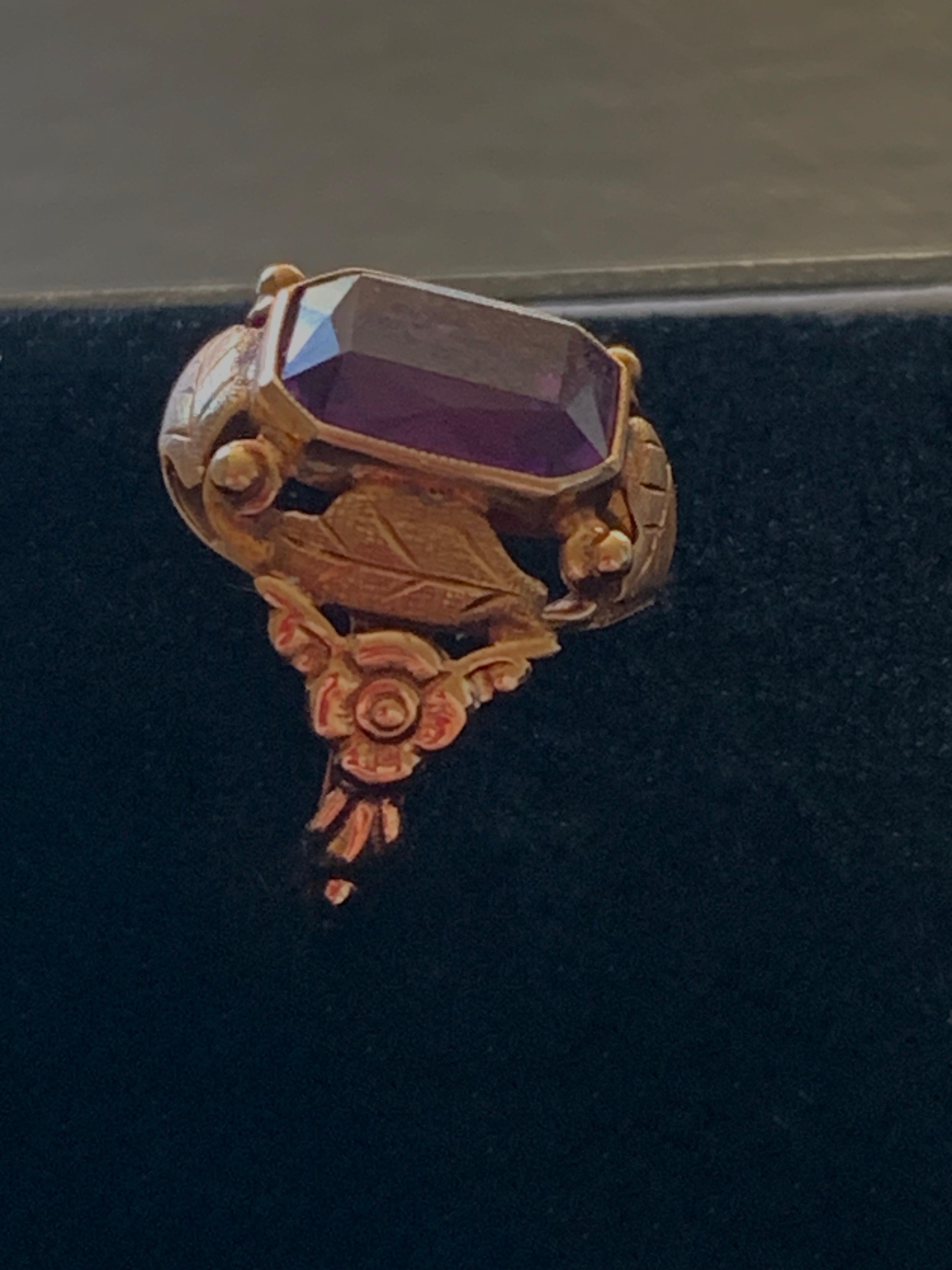 Anello di ametista antico in stile Art Nouveau tedesco In condizioni buone in vendita a London, GB