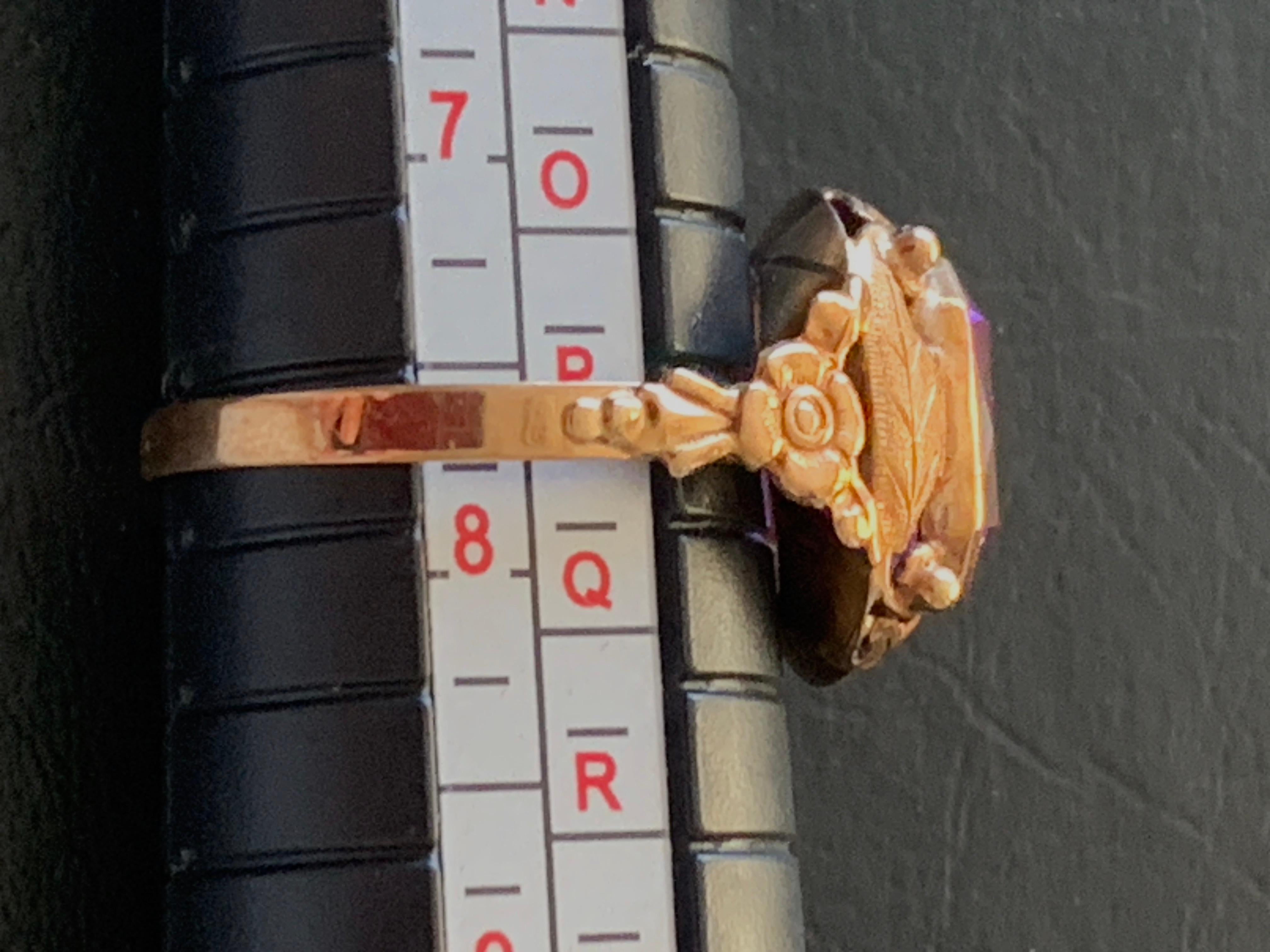 Anello di ametista antico in stile Art Nouveau tedesco in vendita 2