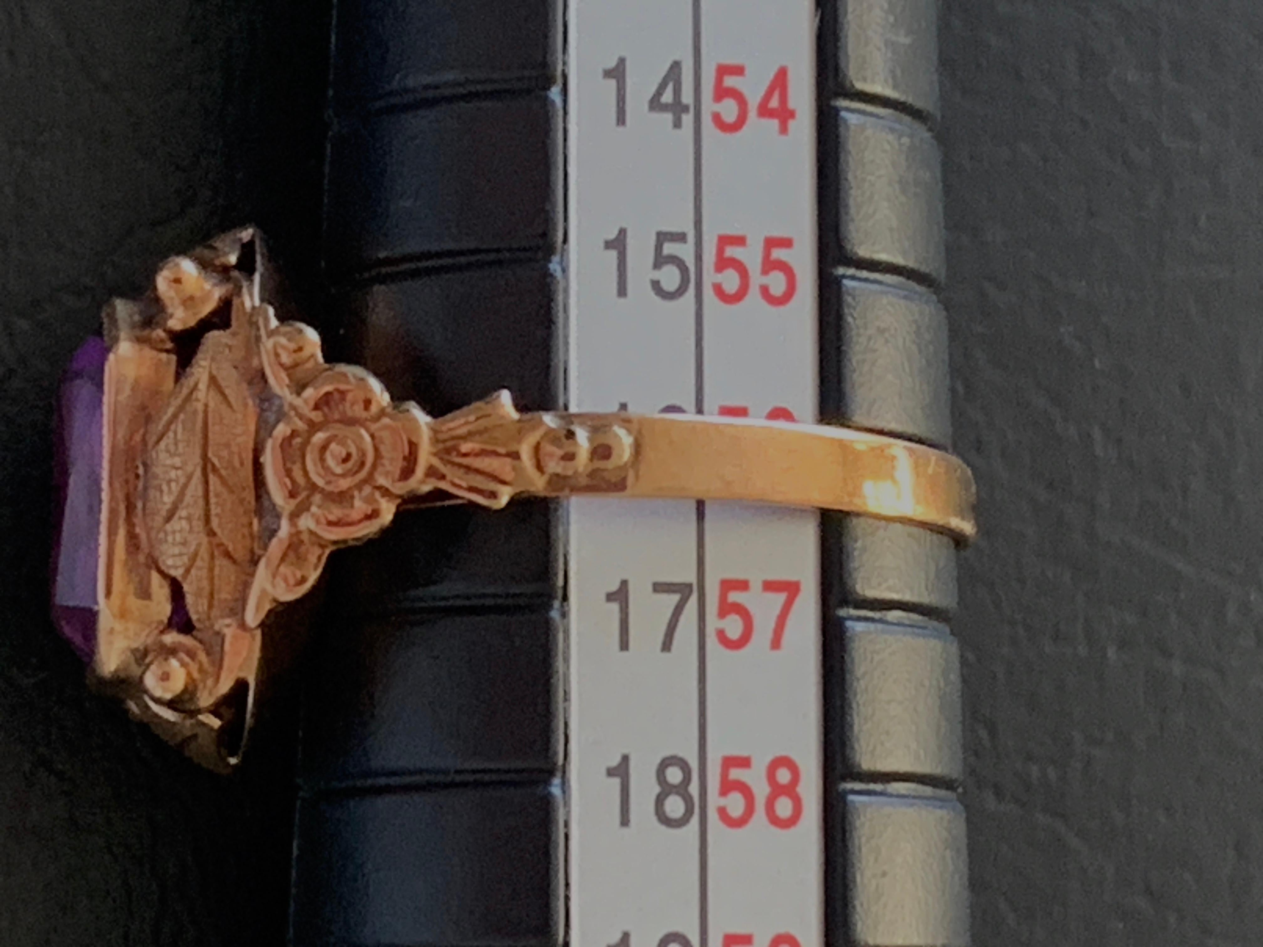 Anello di ametista antico in stile Art Nouveau tedesco in vendita 3