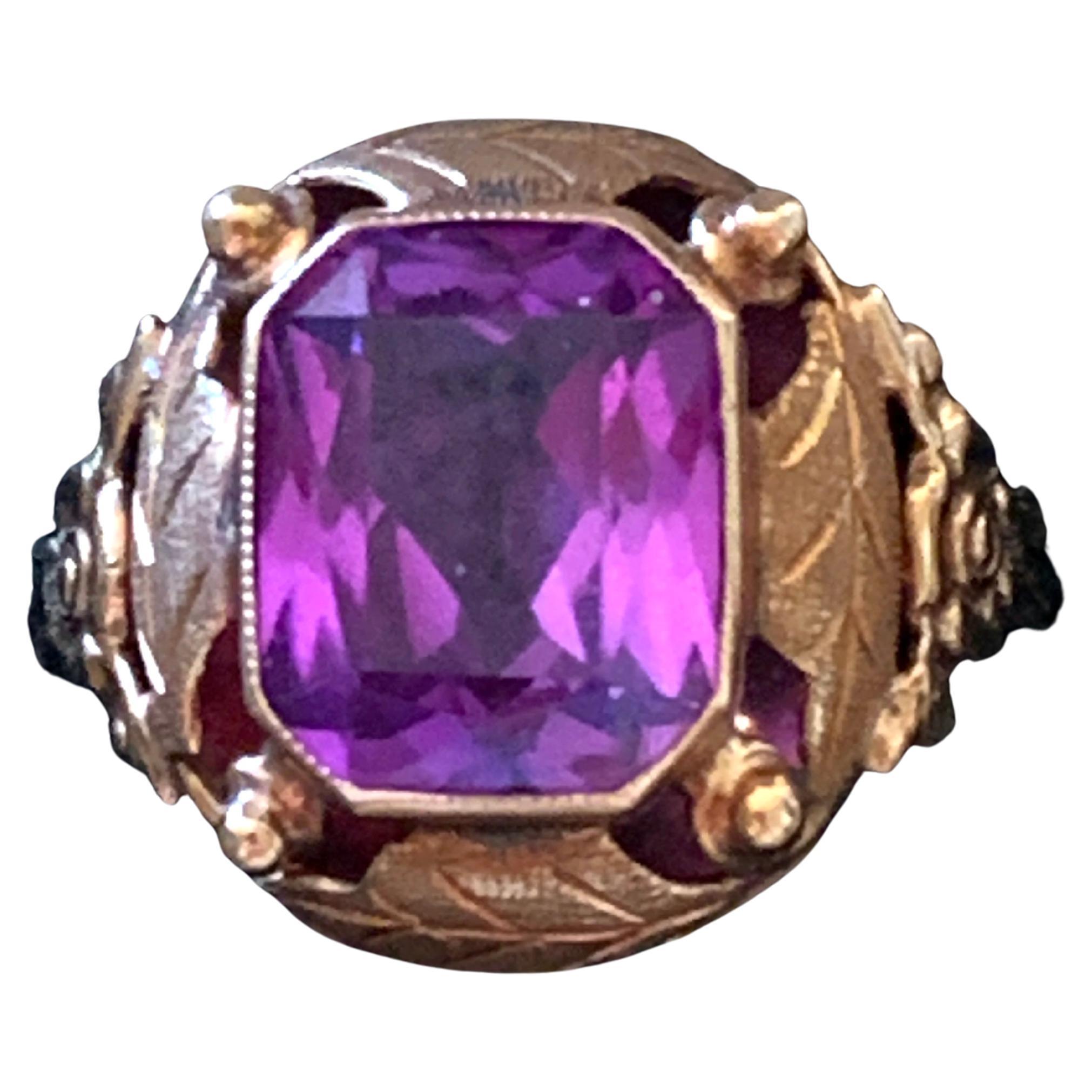 Anello di ametista antico in stile Art Nouveau tedesco