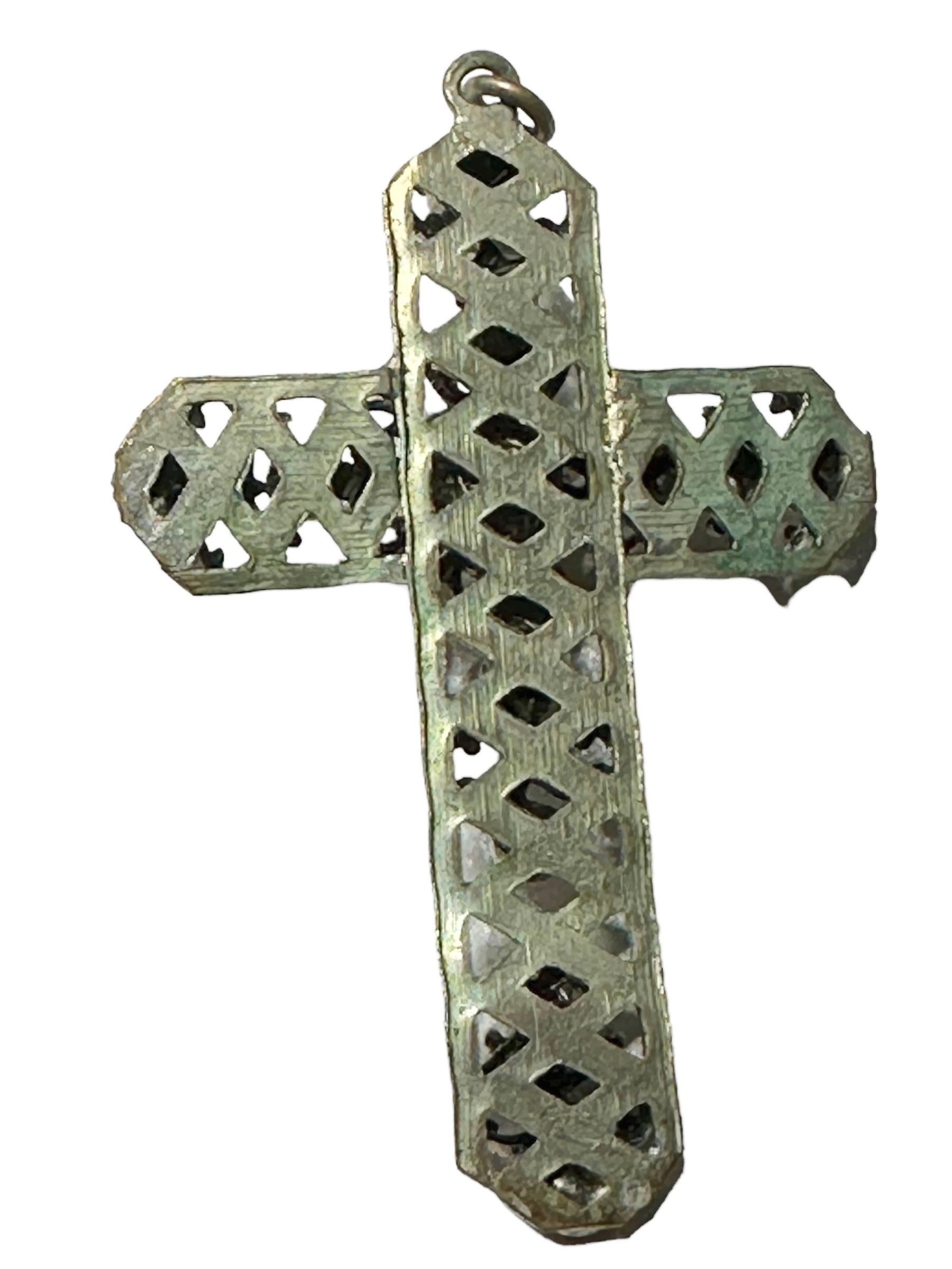 Early 20th Century Antique German Art Nouveau Jewelry Cross Crucifix Citrine Stone Pendant, 1900s
