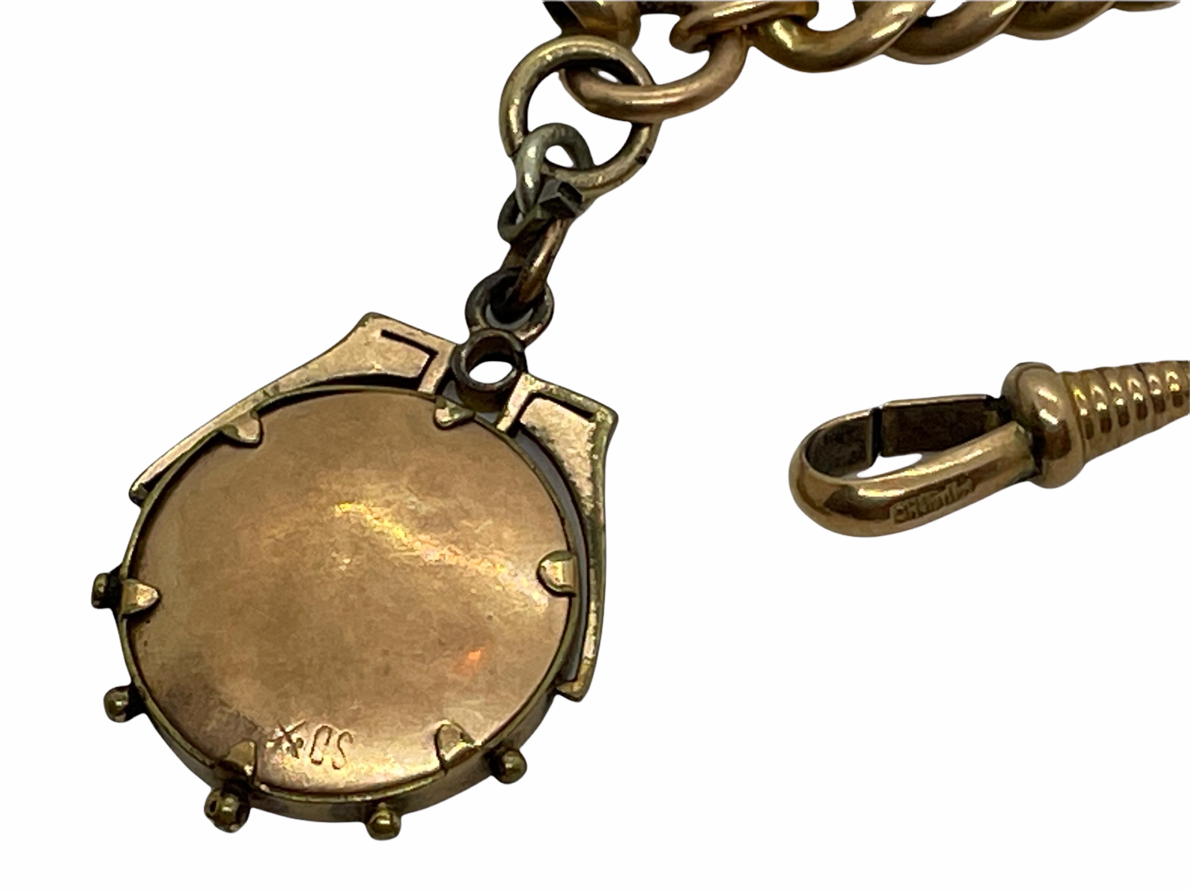 Early 20th Century Antique German Art Nouveau Jewelry Pocket Watch Chain with Fob, 1900s For Sale