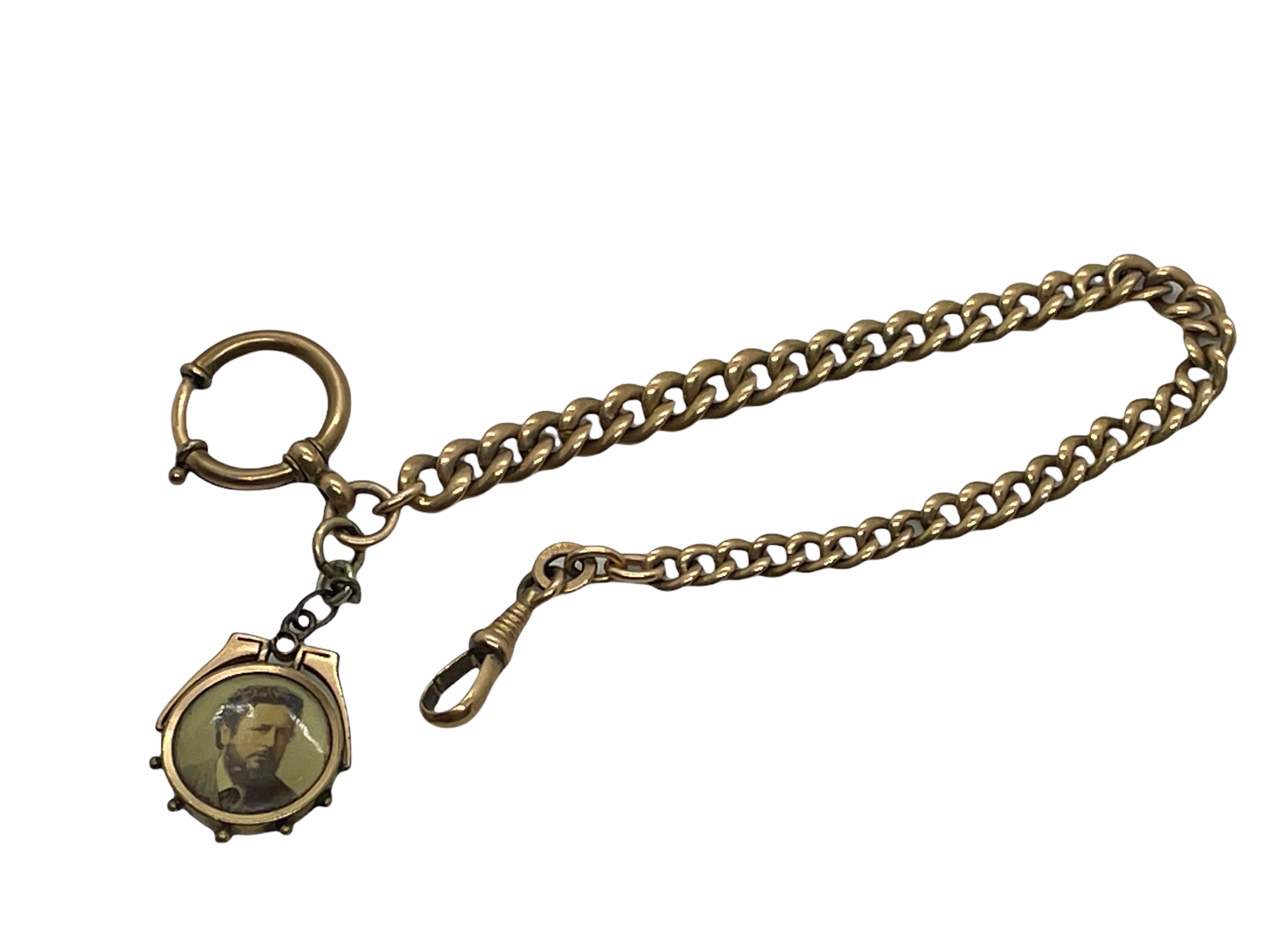 Chaîne de montre de poche Art nouveau allemande ancienne avec boucle et bouton, années 1900 Bon état - En vente à Nuernberg, DE