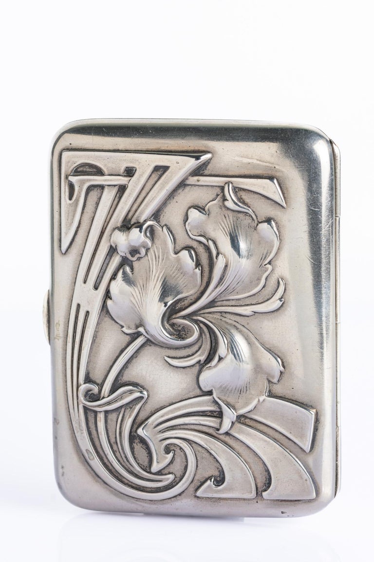 Antique German Art Nouveau Jugendstil Silver Cigarette Case (c.1900) For  Sale at 1stDibs