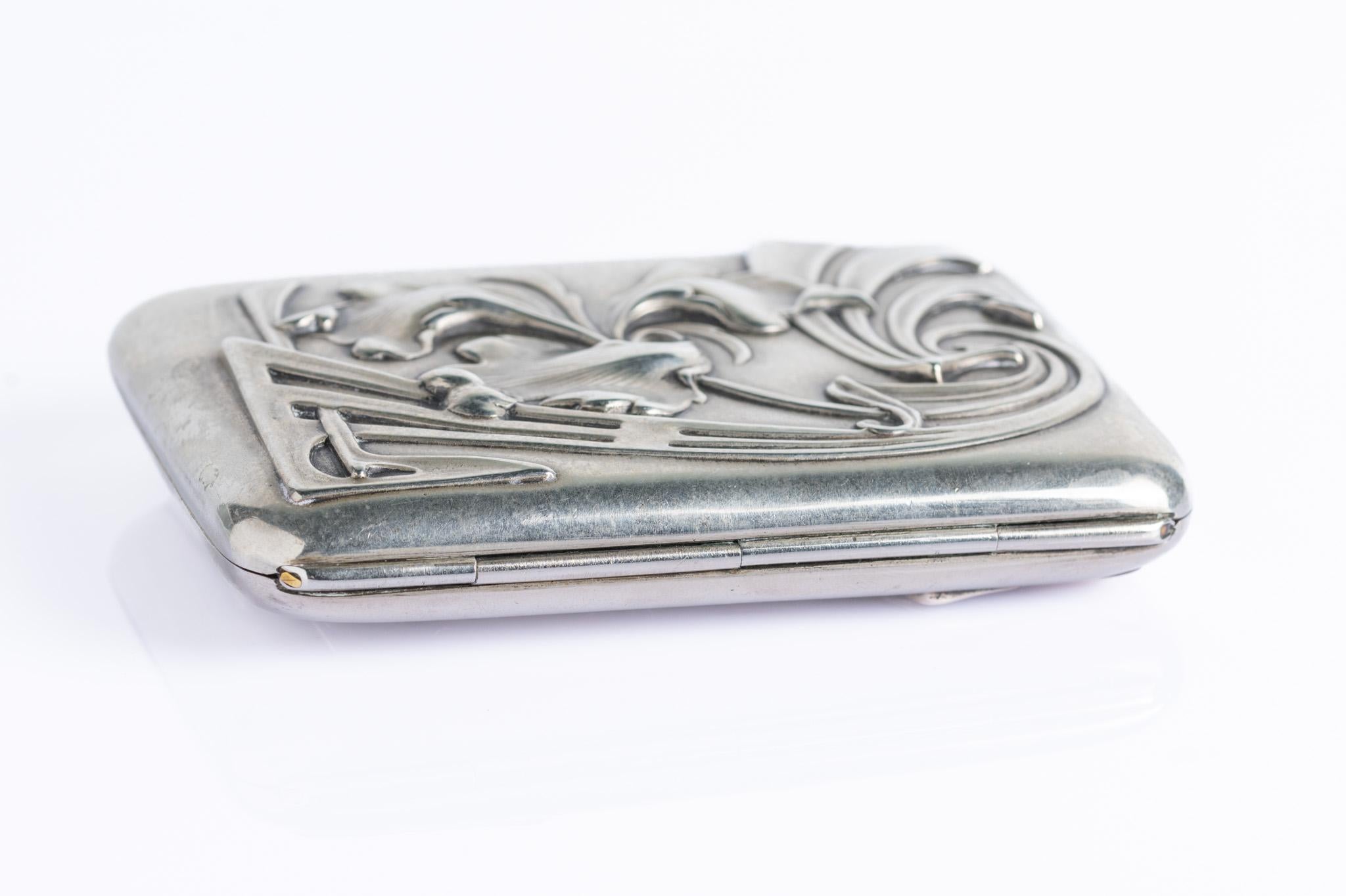 Ancien étui à cigarettes en argent Art Nouveau Jugendstil allemand (c.1900) en vente 3