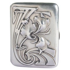 Ancien étui à cigarettes en argent Art Nouveau Jugendstil allemand (c.1900)