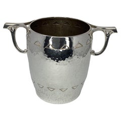 Antique German Art Noveau Hammered Silver Plate Ice Bucket or Wine Cooler
