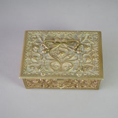 Antique German Arts & Crafts Gilt Bronze Heavily Embossed Cigar Humidor c1910