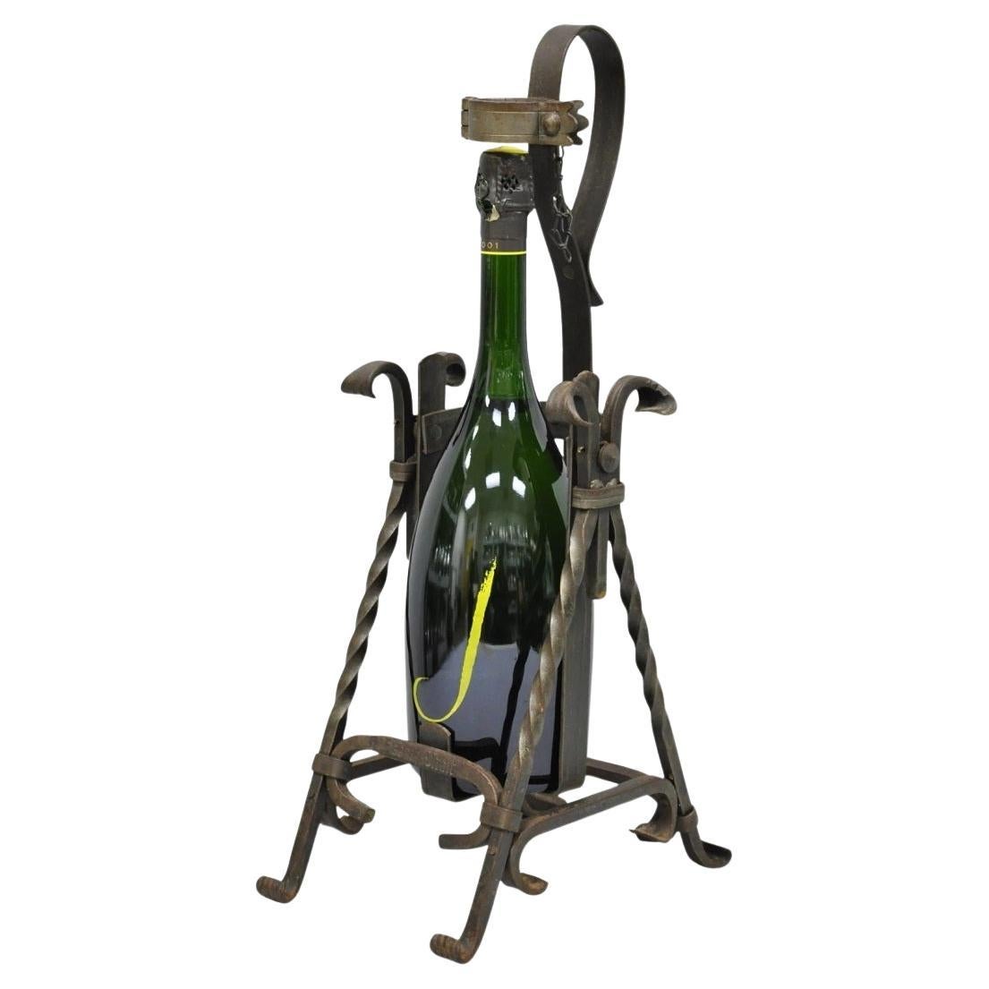 Antique German Arts & Crafts Wrought Iron Asbach Uralt 3 L Brandy Pourer Server