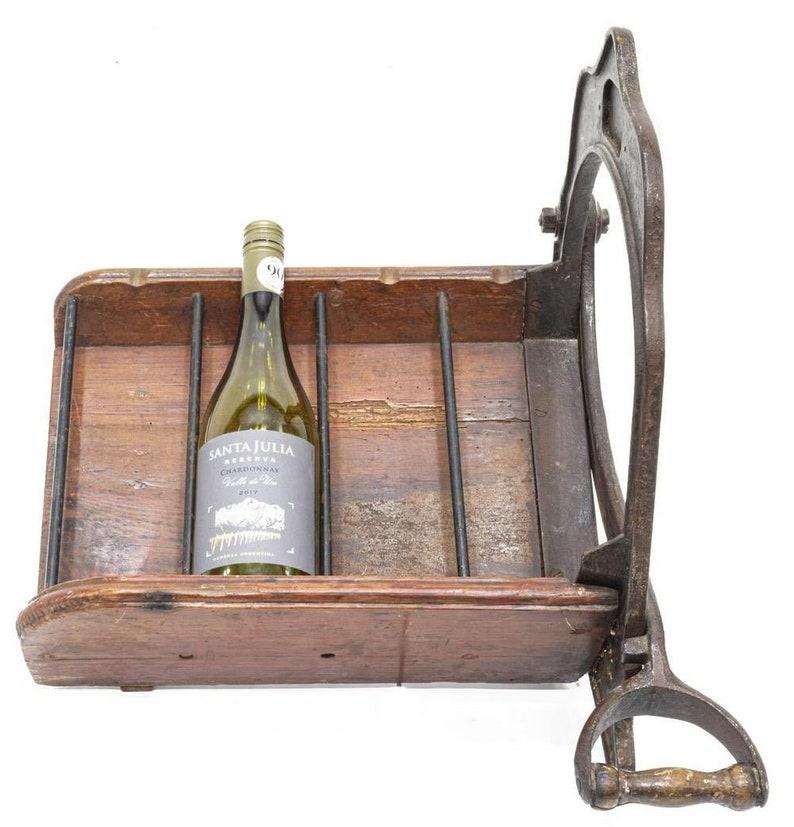 Iron Antique German Bakery Bread Cutter Fashioned as a Wine Rack For Sale
