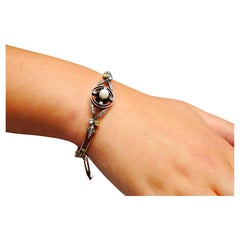 Bracciale antico tedesco 1ctw diamanti perla oro rosa 14K argento /16.5grg