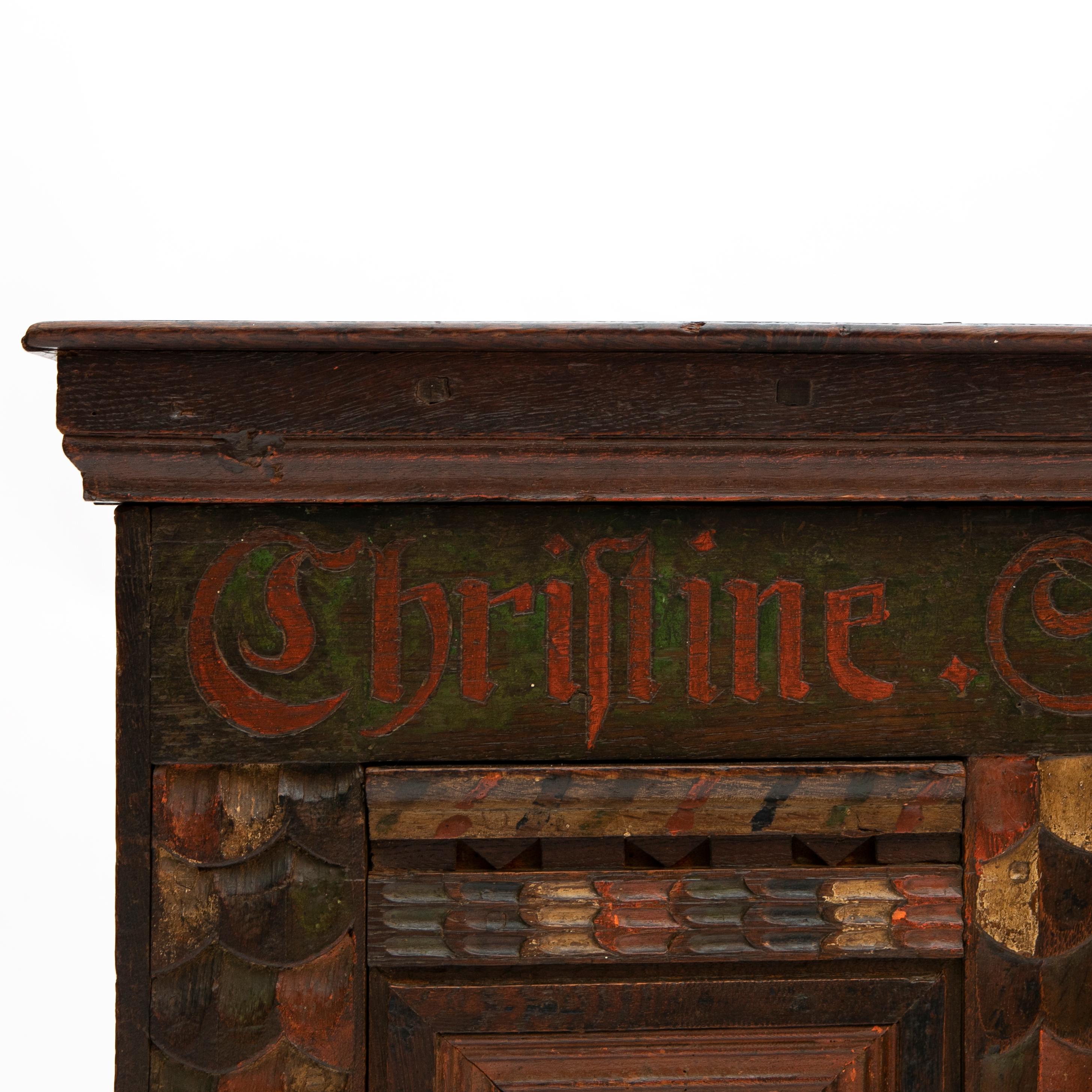 Iron Decorated Oak Baroque Storage Chest For Sale