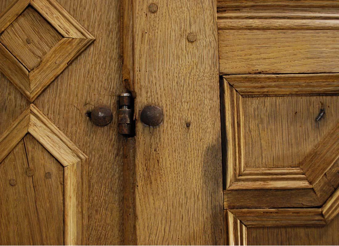 Antique German Baroque Stripped Oak Two-Door Wardrobe Cupboard 1