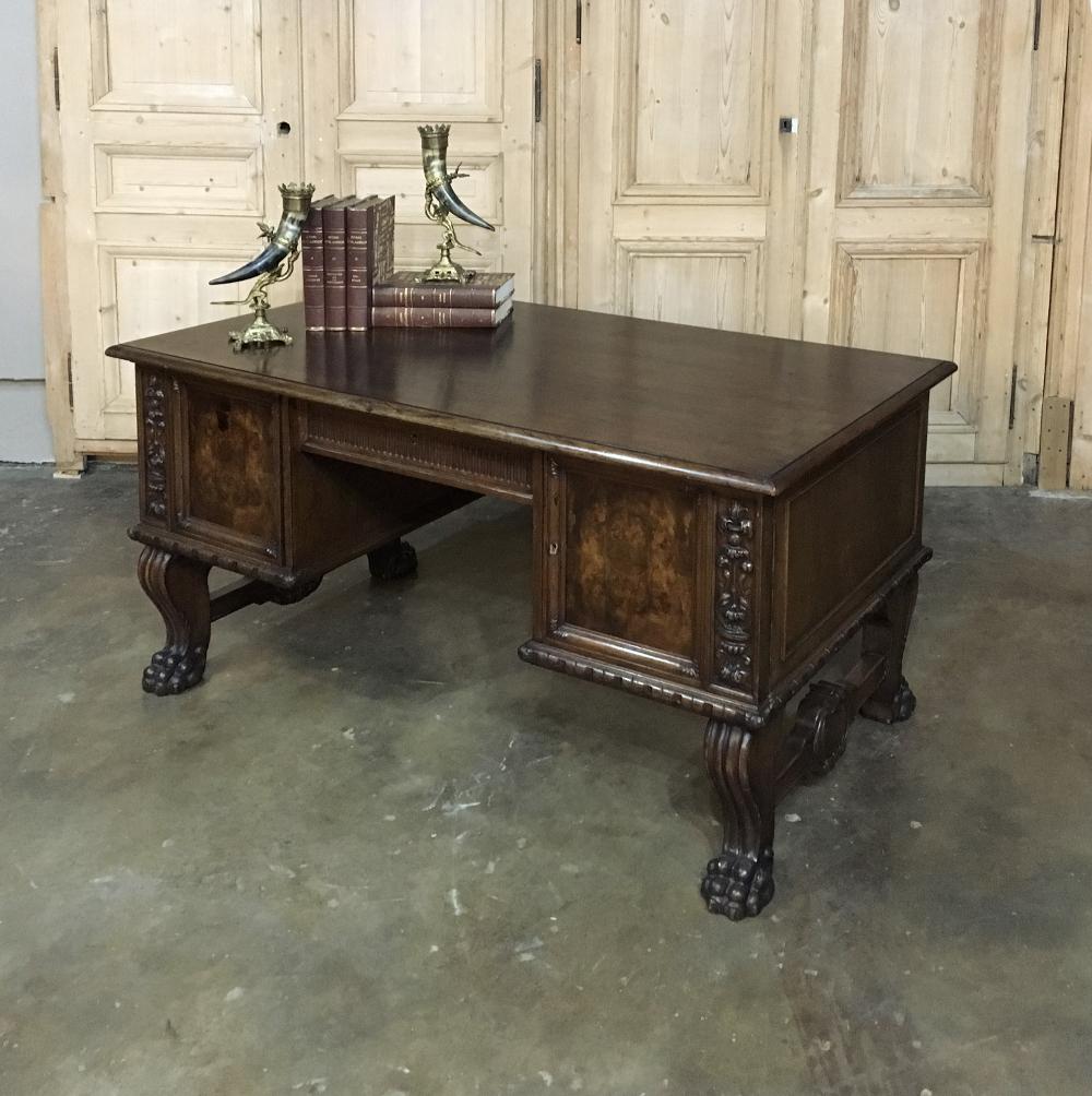 Mid-20th Century Antique German Baroque Walnut Desk