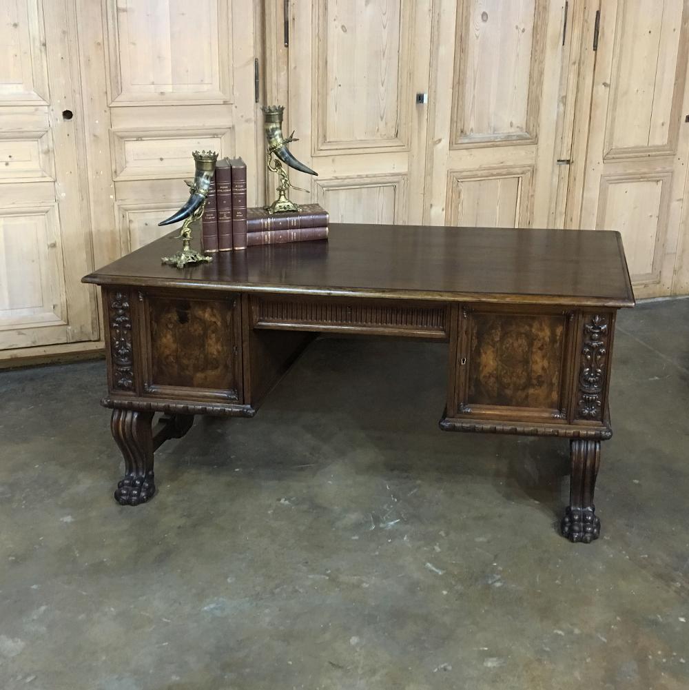 Antique German Baroque Walnut Desk 1