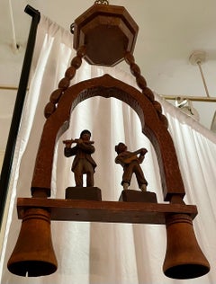 Antique German Bavarian Carved Wood Tavern Light, Circa 1910-1920's.