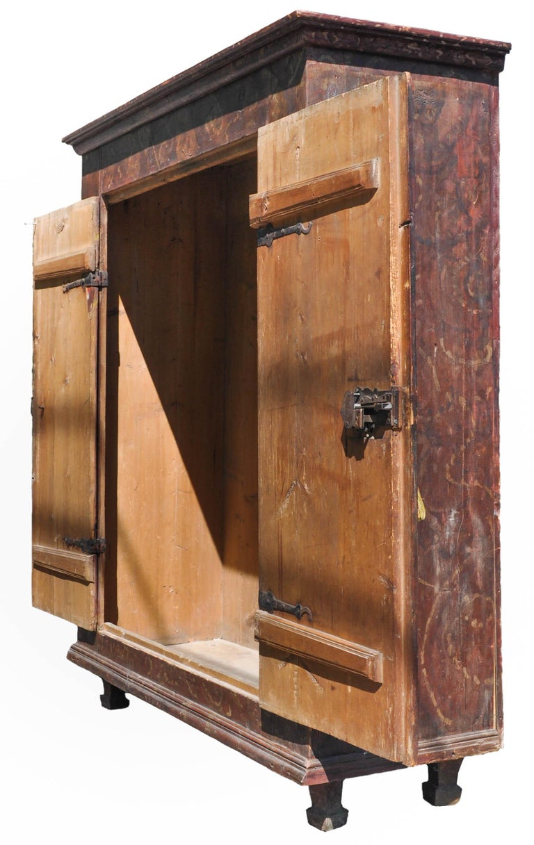 Antique German Bavarian Hand Painted pine Armoire/ Kas, circa