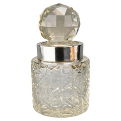 Antique German Dresser Jar H. Behrnd 800 Silver Cut Crystal Glass / 617gr