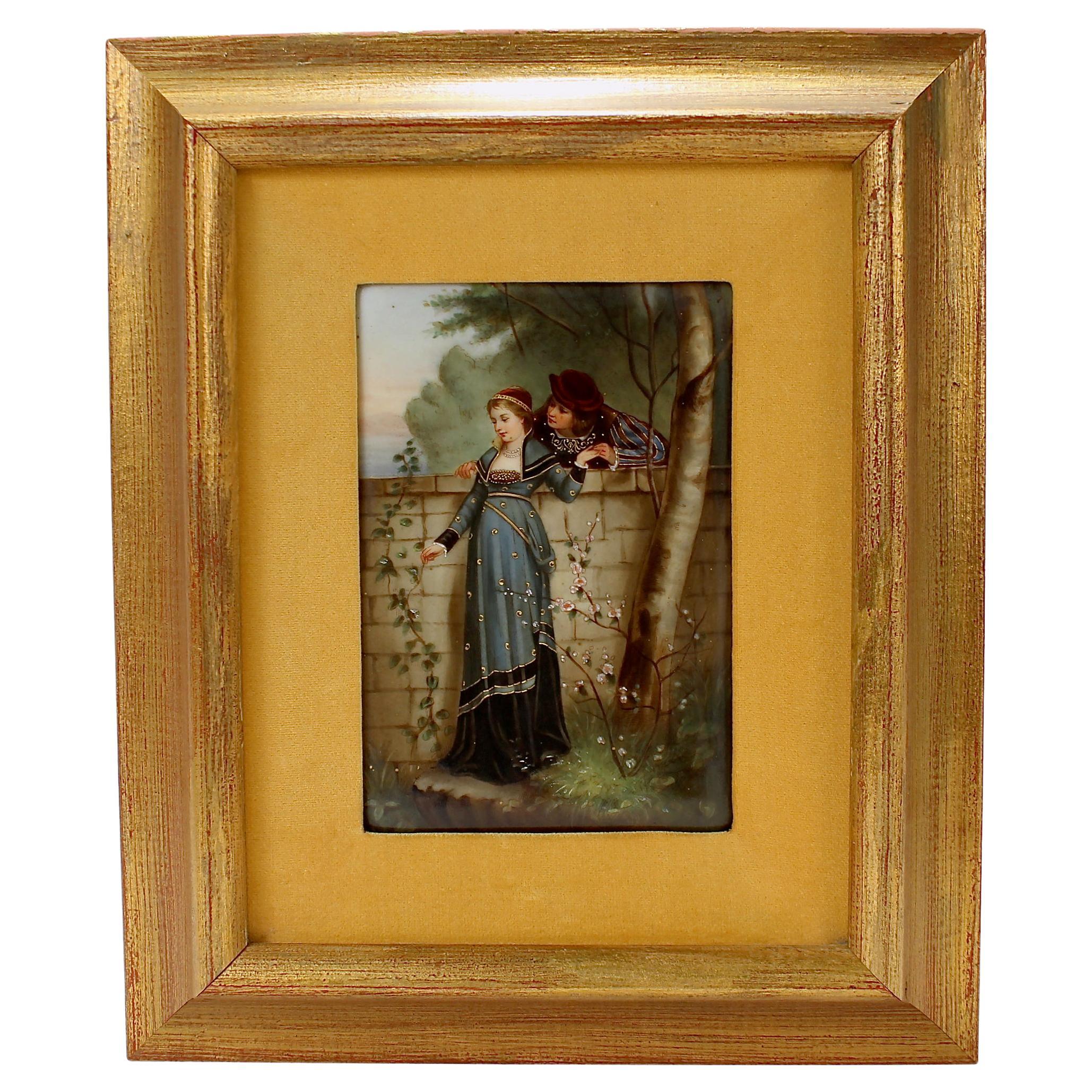 Antique German Berlin Porcelain Plaque Entitled 'Gedenke Mein' After C. Fröschl