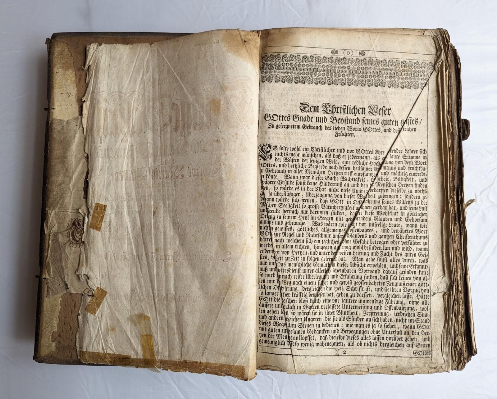 Allemand Antique Bible allemande de 1738 Martin Luther Antique Old and New Testament - Allemagne d'Europe en vente