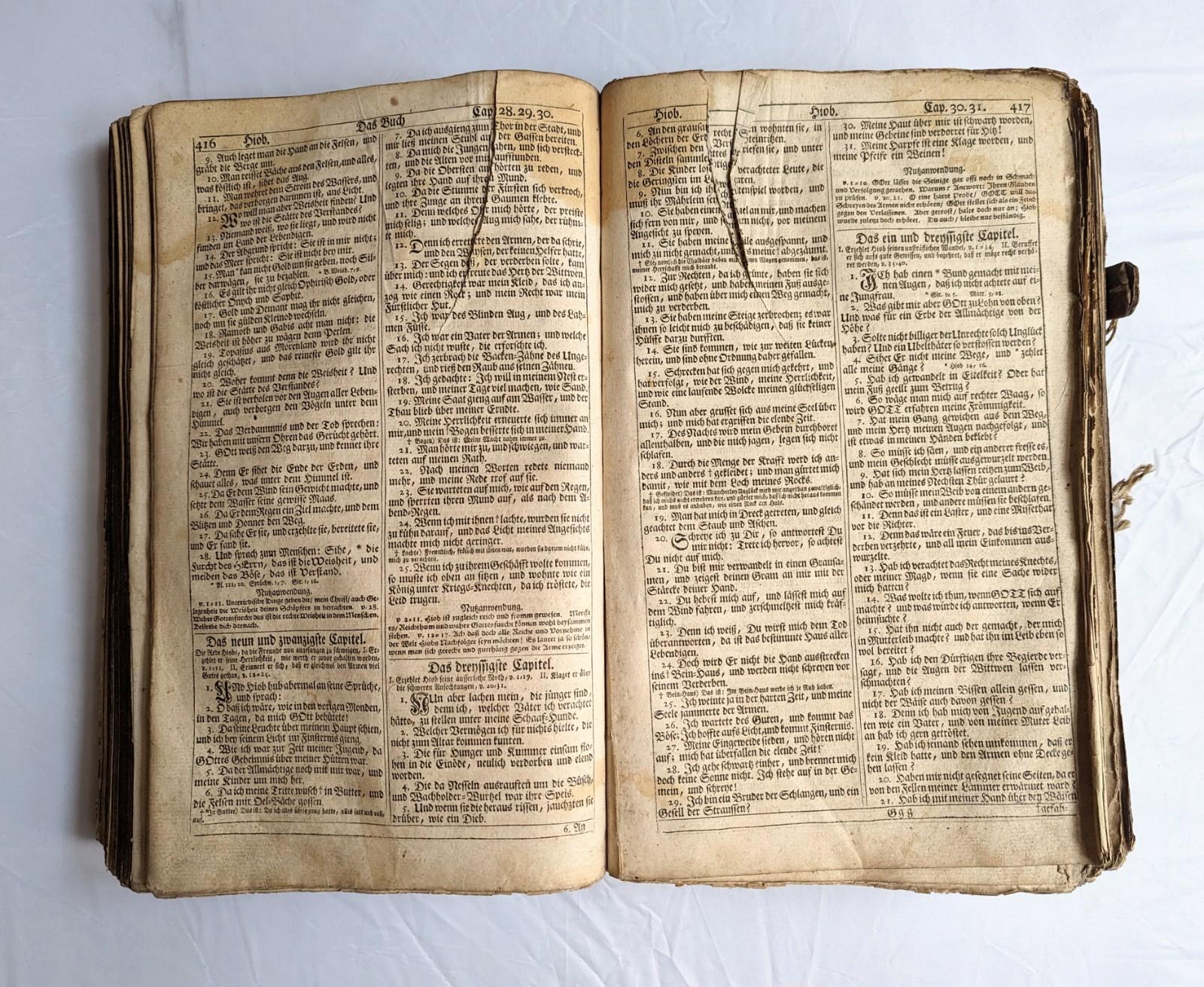 Antique Bible allemande de 1738 Martin Luther Antique Old and New Testament - Allemagne d'Europe Abîmé - En vente à Greer, SC