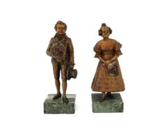 Antique German Biedermeier Bronze Couple Figurines