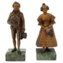 Antique German Biedermeier Bronze Couple Figurines