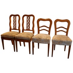 Antique German Biedermeier Chairs, Set of 4, Fruitwood, circa 1840