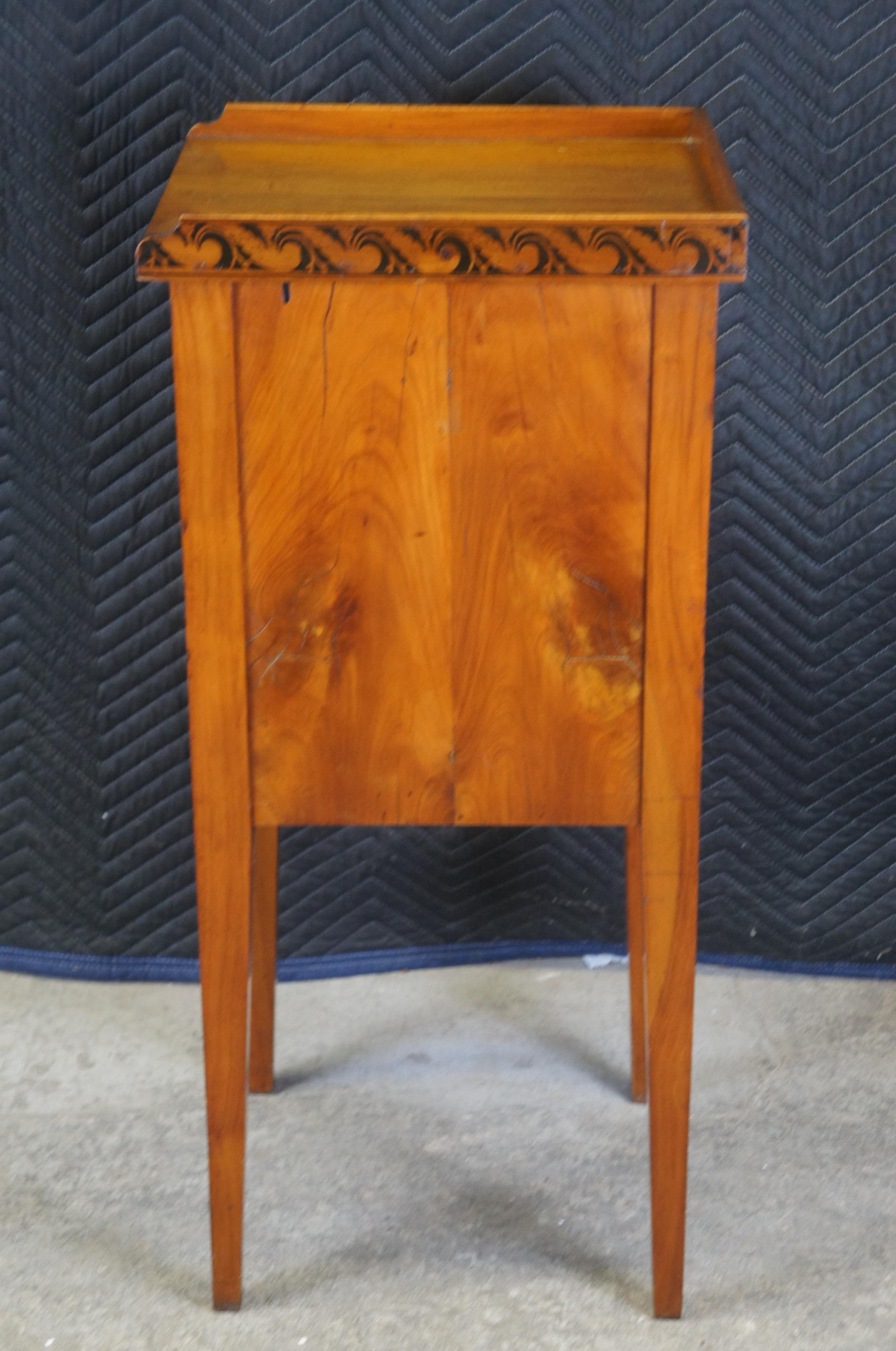 Antique German Biedermeier Cherry End Table Nightstand Pillar Cabinet 34