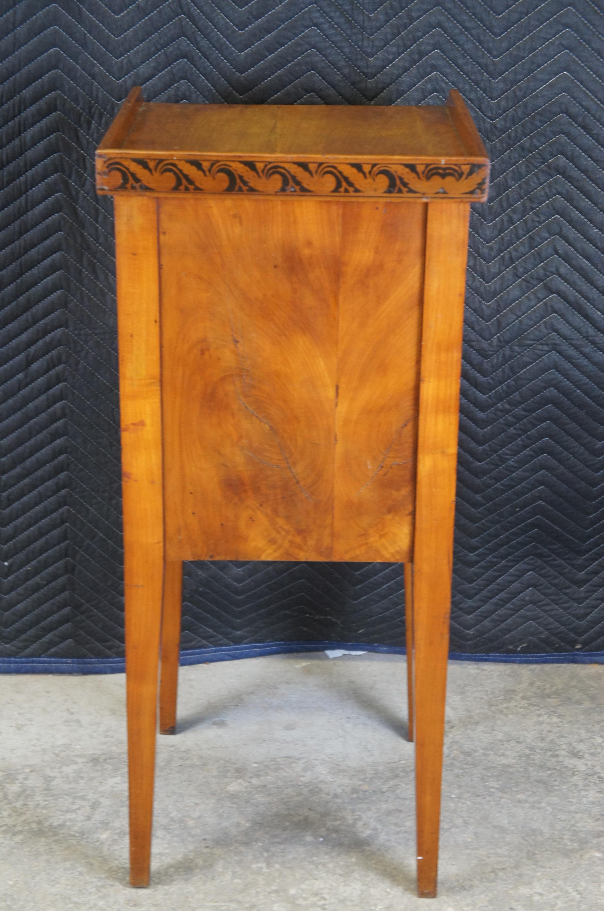 Antique German Biedermeier Cherry End Table Nightstand Pillar Cabinet 34