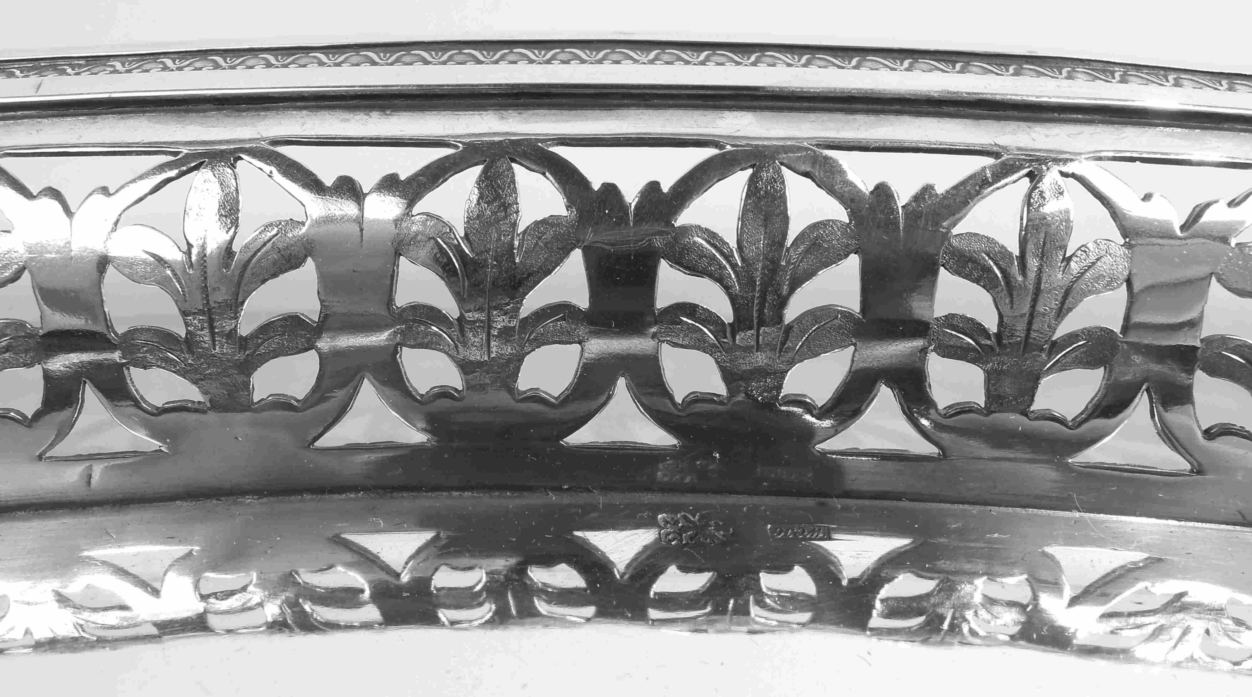 19th Century Antique German Biedermeier Classical Silver Tray   For Sale
